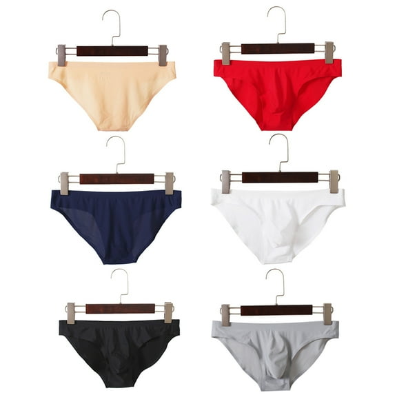 6PCS Men's Underwear, Stretch Silk Briefs, Low Rise Moisture-Wicking Underwear for Men,Multiple Colors Medium