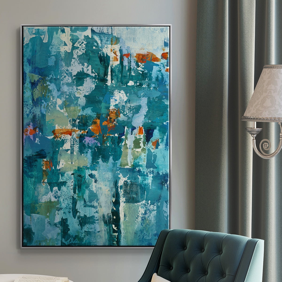 Reticent I Framed Premium Gallery Wrapped Canvas - Ready to Hang - 25 x 37 - Silver Floating Frame