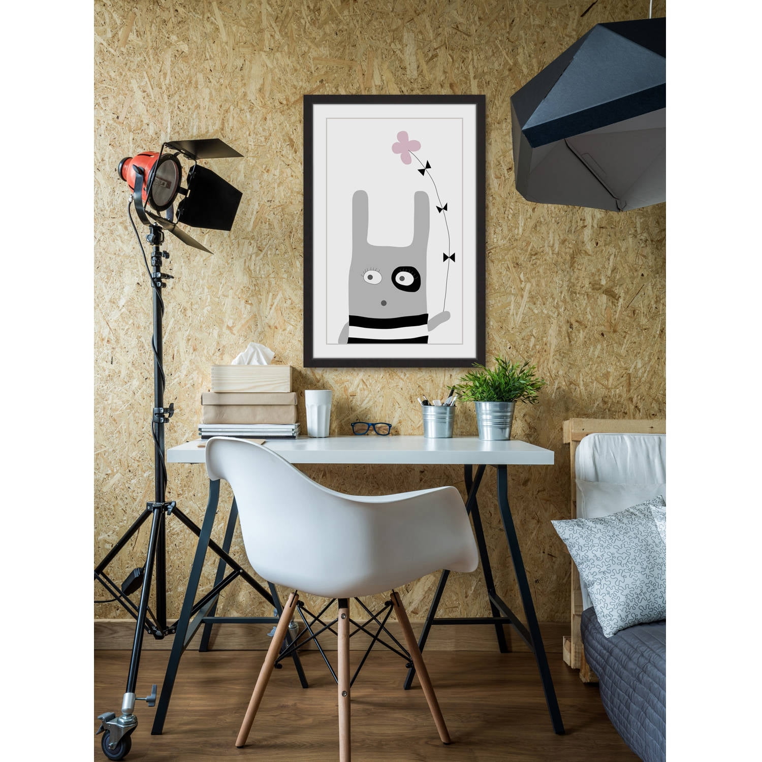 Marmont Hill "Bunny Flower Pink" by Katarina Snygg Framed Painting Print