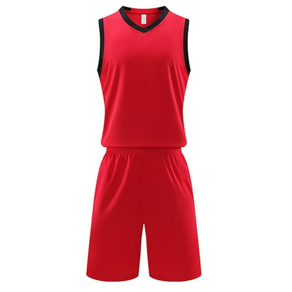 SUXIAN Kids Boys Football Training Team Two Sport Suit Tracksuit Workout Fitness Sportswear Red 11-12 Years