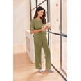 thumbnail image 4 of EKOUAER Women Waffle Knit Lounge Sets Short Sleeve Top and Long Pant Pajama Set Loungewear 2 Piece Pjs Set with Pockets, 4 of 6