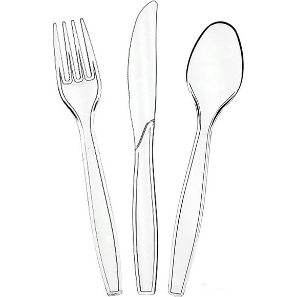 Plasticpro Disposable Clear Plastic Cutlery Disposable utensils Heavyweight 100 Count (Knives)