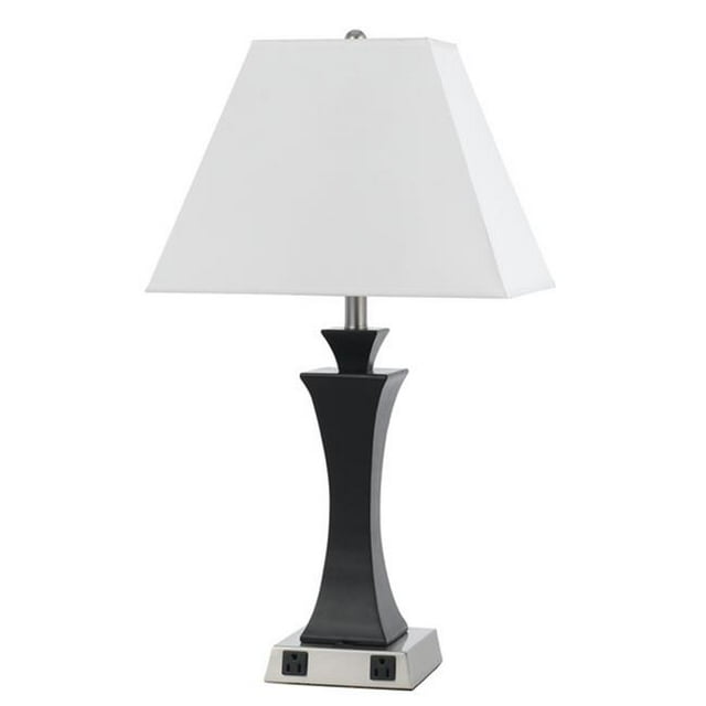 Cal Lighting LA-8021NS-1-BS 60W Metal Night Stand Lamp with Rocker Switch and 2 Outlets - 29 in.