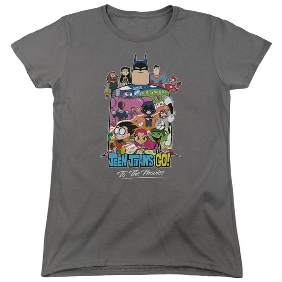 Teen Titans Go To The Movies Hollywood S/S Women's T-Shirt Charcoal
