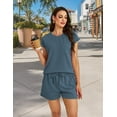 thumbnail image 3 of FOLUNSI Womens Two Piece Sets Casual Cap Sleeve with shorts Lounge Set Vacation Outfits Pajama Sets with Pocket S-XXL, 3 of 8