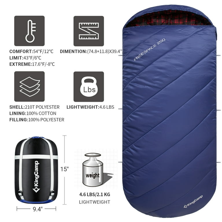 Sleeping Bags For Adults KingCamp Flannel Big And Tall XL Double