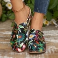 thumbnail image 2 of ZACPNCV Women's Floral Embroidered Closed Toe Mule Wedge Slippers Trendy Thick Sole Comfort Casual Fall Winter, 2 of 7