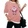 thumbnail image 4 of Yteetum Women's Christmas Crewneck Sweatshirts Oversize Christmas Graphic Print Pullover Hoodless Sweatshirts Top Womens Christmas Stripe Print Round Neck Long Sleeve Sweatshirts Fall Clothes, 4 of 5