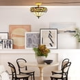 thumbnail image 6 of Kiven 13.8in Flush Mount Ceiling Light Fixture Dimmable, 3-Light Anti Glare Close to Ceiling Light with 15FT Plug-in Cord, Tiffany-Style Glass Chandelier for Bedroom Kitchen Hallway(No.3210), 6 of 7