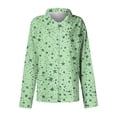 thumbnail image 3 of Womens Tops Plus Size Long Sleeve Printed Lapel Button Down Shirt Top Green M, 3 of 4
