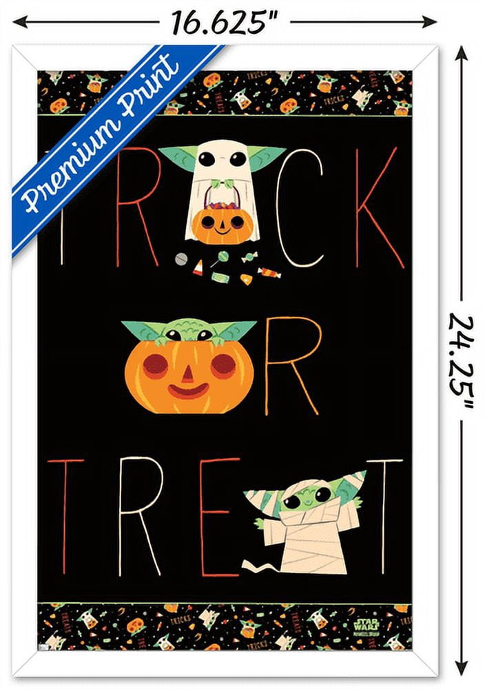 Star Wars: The Mandalorian - Grogu Trick Or Treat Wall Poster, 14.725" x 22.375", Framed
