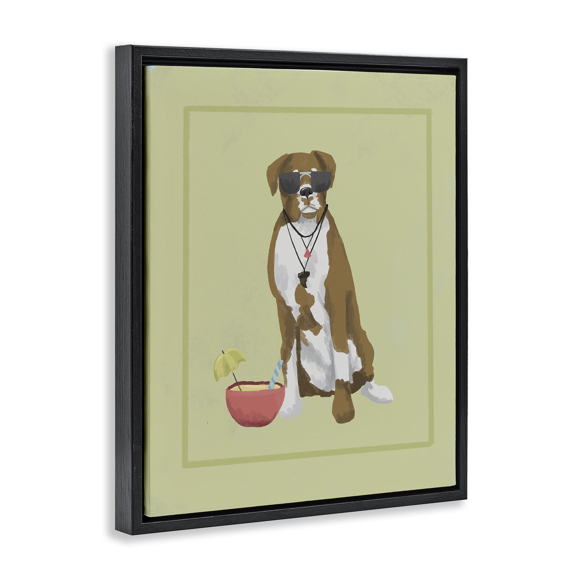 Stupell Industries Boxer Beach Day Black Framed Floater Canvas Wall Art, design by Sadie Harper