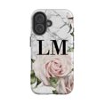 thumbnail image 1 of Personalised White Floral Marble Initials iPhone 16 Case,iPhone 16 Pro, 1 of 4