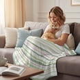 thumbnail image 4 of Green Pink Stripes Throw Blanket for Couch,Soft Lightweight Flannel Fleece Blanket,Gradient Geometric Smear Art Paint Microfiber Plush All Season Decorative Blankets for Sofa Office Travel 40"x50", 4 of 9