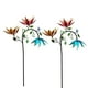 thumbnail image 2 of Grandes hileras metálicas de viento | Decoración de jardín de Tres Flores Hiladas y Mariposas | Arte en jardín al aire libre, molino de viento, colorida escultura de hierro | Acabado todo tiempo, 2 of 8