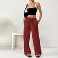 thumbnail image 2 of iHPH7 Wide Leg Pants Woman, Palazzo Pants for Women, Linen Pants Women, Wide Leg Linen Pants for Women, Gauze Pants, Red XXL, 2 of 9