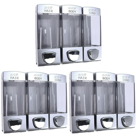 3pcs 3 in 1 Chamber Wall Mounted Bathroom Shower Pump Dispenser and Organizer for Bathroom Kitchen Hotel