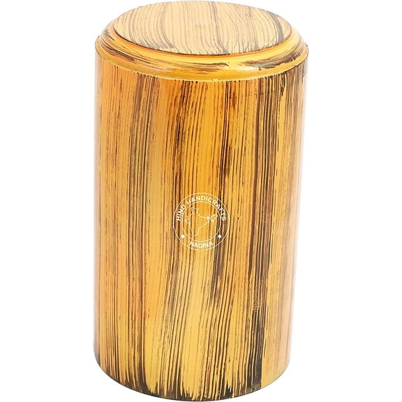 Round Wooden Engraved Urns for Human Ashes Adult - Wooden Box Rosewood Cremation Urns for Ashes - Burial Urns - Funeral Urns Large (200 Cubic Inches, Yellow)