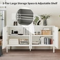 thumbnail image 5 of BFJDM 59 Inch Mid Century Sideboard Buffet Cabinet with 4 Doors and Adjustable Shelves Solid Wood Legs Accent Coffee Bar Console Table for Living Room Kitchen Entryway White, 5 of 10