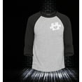 thumbnail image 2 of Shop4Ever Men's Small Heart Puzzle Piece Autism Awareness Raglan Baseball Shirt XXX-Large Heather Grey/Black, 2 of 4