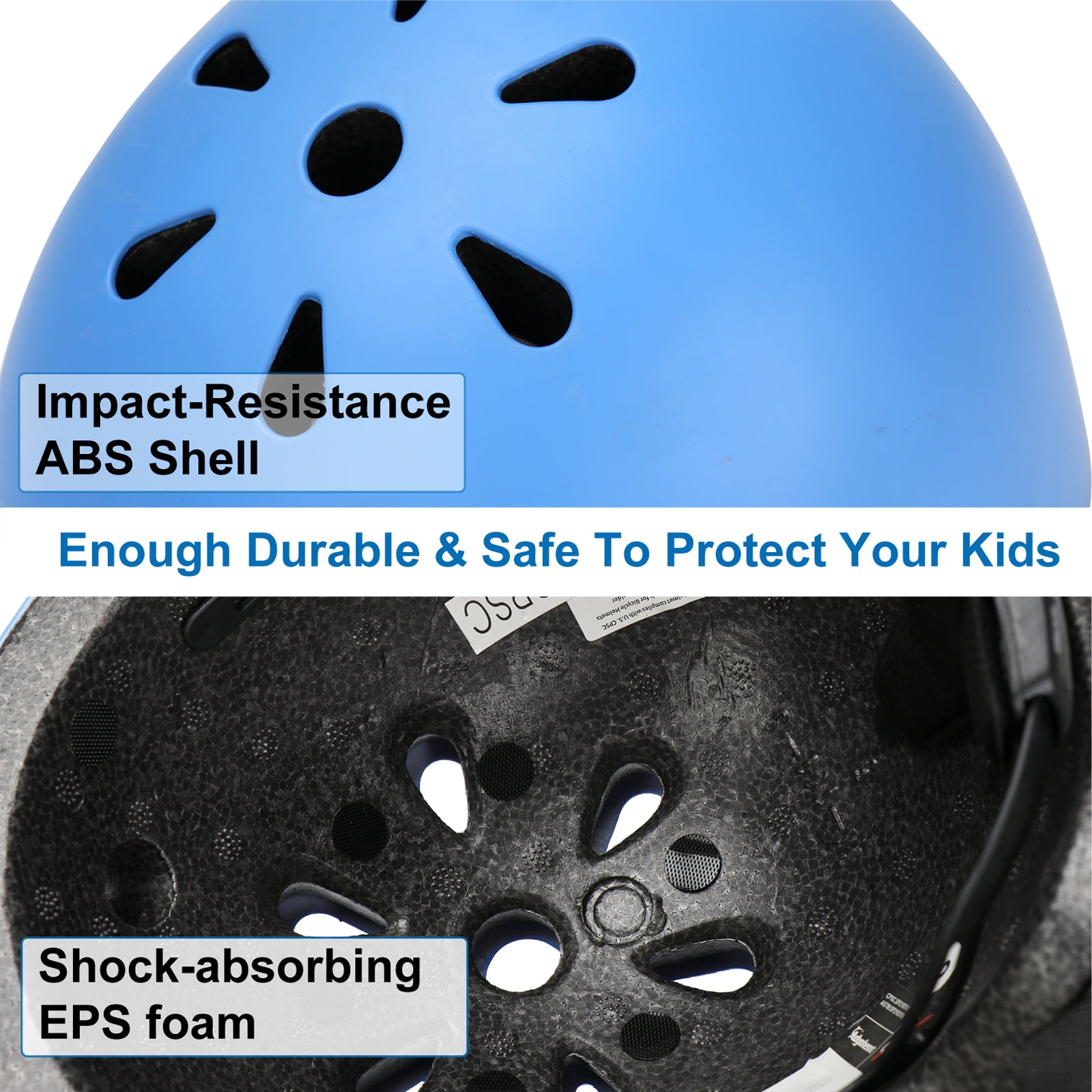 KAMUGO Helmets for Kids Set, Kids Safety Helmet and Sport Knee and Elbow Pad ,Blue
