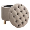 thumbnail image 3 of SAFAVIEH Amelia Contemporary Glam Tufted Storage Ottoman, Mushroom Taupe, 3 of 9