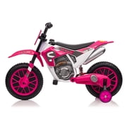 TOBBI 12V Ride on Motorcycle, Battery Powered Electric Motorcycle for Kids with Training Wheels,Ride on Toys for Kids 3-6 Boys Girls, Pink