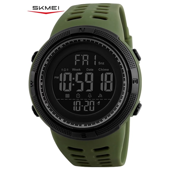 SKMEI Men's Watch Waterproof Digital Sport Watch  Military Digital Watches for men Alarm Back Light Classic Large Face Watch Army Green