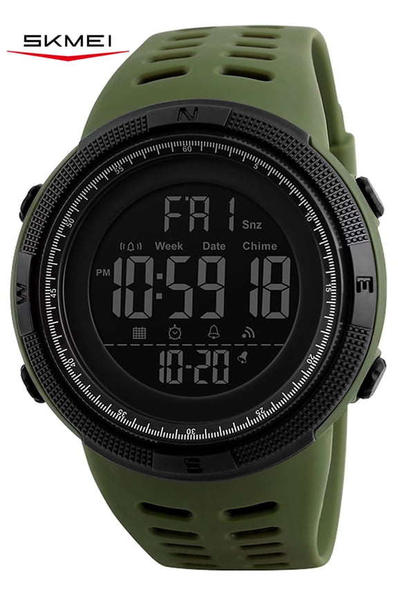 Men's Watch Waterproof Digital Sport Watch Military Digital Watches for men Alarm Back Light Classic Large Face Watch Army Green