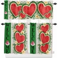 thumbnail image 2 of Kitchen Curtains Set, Summer Watermelon Kitchen Curtains and Valances Set, Red Green Love Heart Flowers Rod Pocket Tier Curtains 36 Inch Length for Cafe/Bedroom Windows, 2 of 6