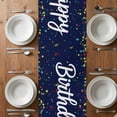 thumbnail image 4 of Table Runner 72 Inches Long for Kitchen Dining, Happy Birthday Dresser Scarf Farmhouse, Dining Table Decorations for Wedding/Parties, Navy Blue Modern Abstract Art 18 x 72 In, 4 of 8