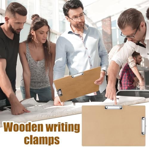 Tekola 16 Pcs 11x17 Clipboard Wooden Lap Board with Low Profile Clip Brown Double Landscape Clip Hardboard Drawing Board Landscape Horizontal Large Clipboard for Desk Paper Sketching Art Supplies