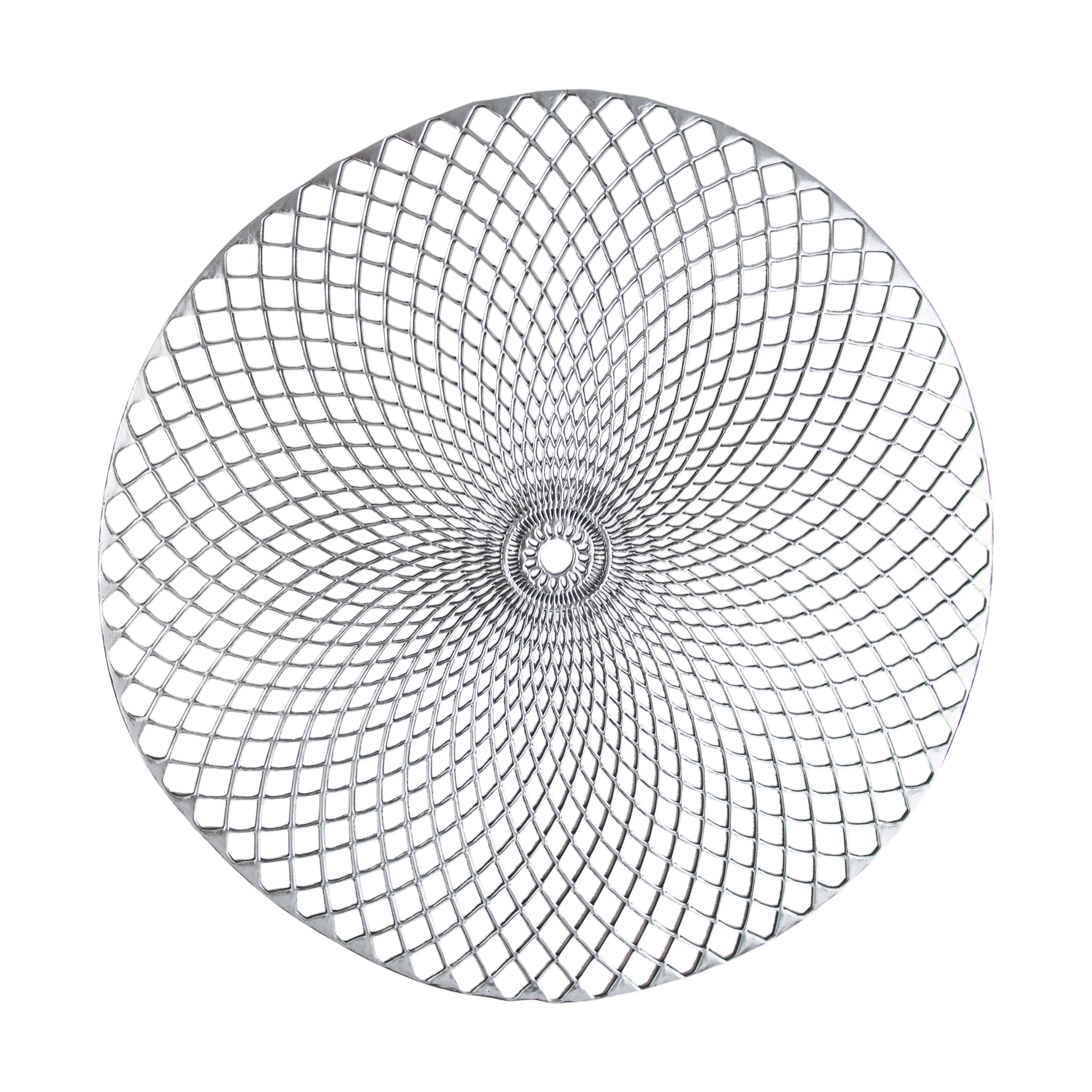 Home Details Set of Four Cut Out Round Table Place Mats, Silver