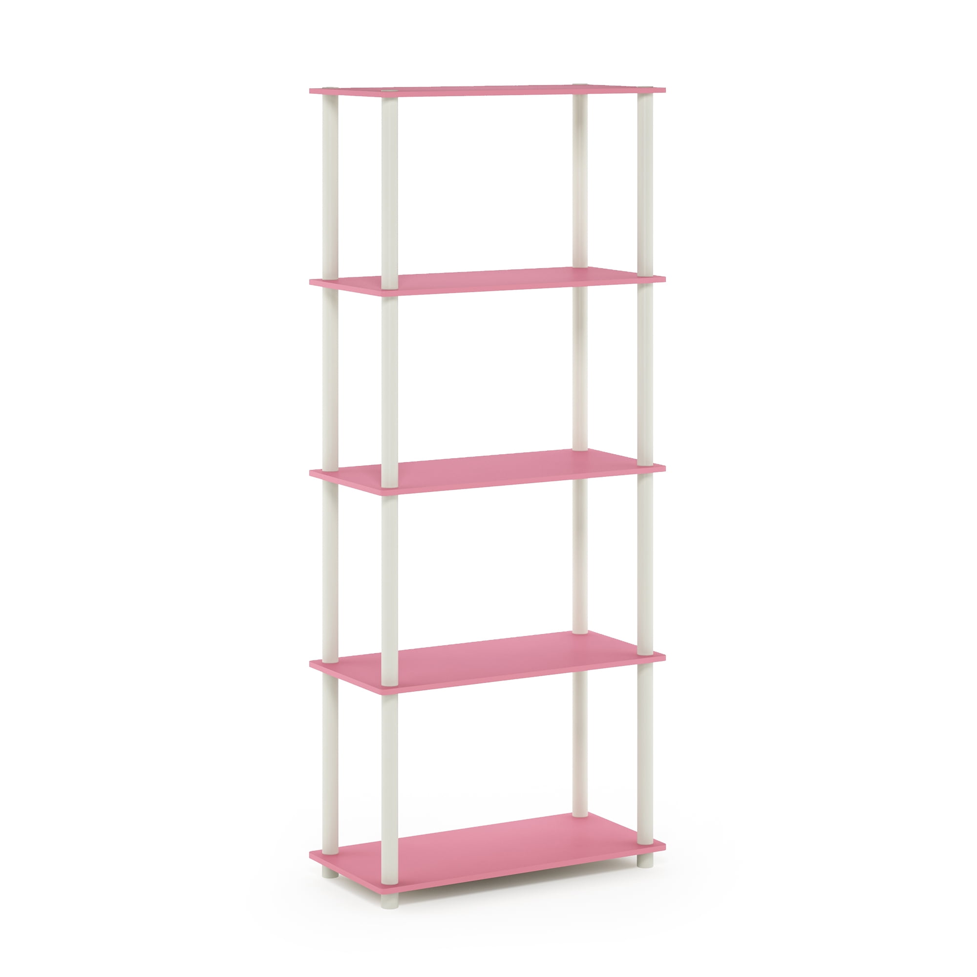 Furinno TurnNTube 5Tier Multipurpose Shelf Display Rack, Pink/White
