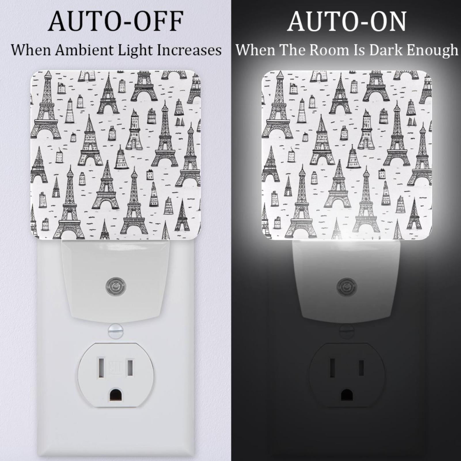 PhooArto Eiffel Towers Pattern Plug in LED Night Light Auto Sensor Dusk to Dawn Decorative Night for Bedroom, Bathroom, Kitchen, Hallway, Stairs, Baby's Room, Energy Saving