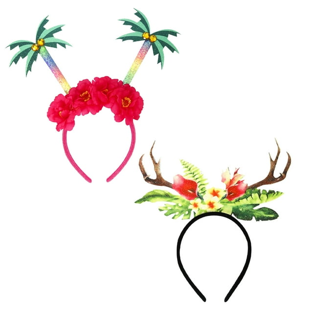 2 uds diadema para fiesta de verano boppers de cabeza hawaiana playa Fiesta EN LA Piscina Aro para el pelo decoraciones tropicales para el cabello