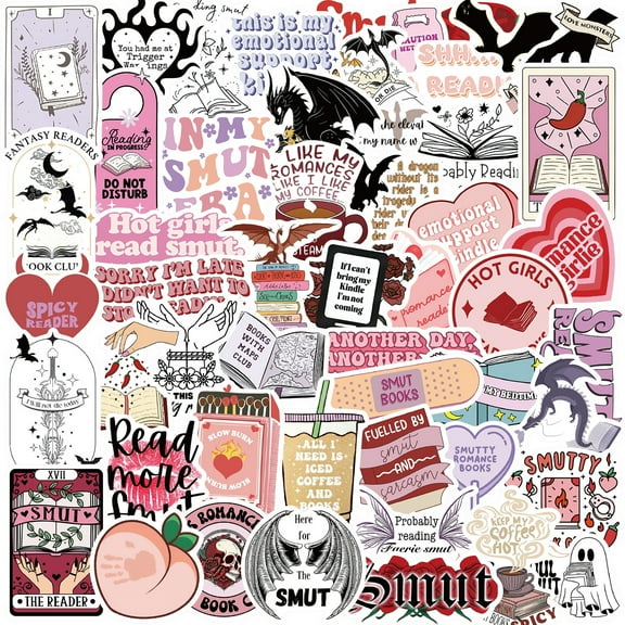 102 PCS Book Stickers for Kindle, Smutty Bookish Sticker Pack for Readers Adult Spicy Booktok Vinyl Decals for Laptop IPAD Ebook Reader Water Bottle Girls Holographic Waterproof Smut Romance