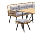 thumbnail image 6 of DEXTRUS Adult 6 Piece Steel Outdoor Dining Sets with L-Shaped Sectional and Dining Table, Light Brown and Gray, 6 of 9