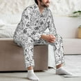 thumbnail image 7 of Naloa Hand Drawn Snake Men’s Pajamas Set - Long Sleeve Button Down Sleep Shirt and Pajama Bottoms Sleepwear Set-Medium, 7 of 7