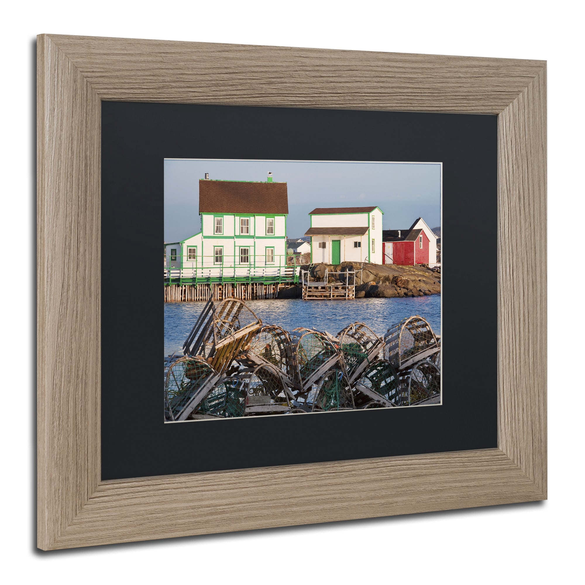 Trademark Fine Art "Lobster Traps" Canvas Art by Michael Blanchette Photography Black Matte, Birch Frame