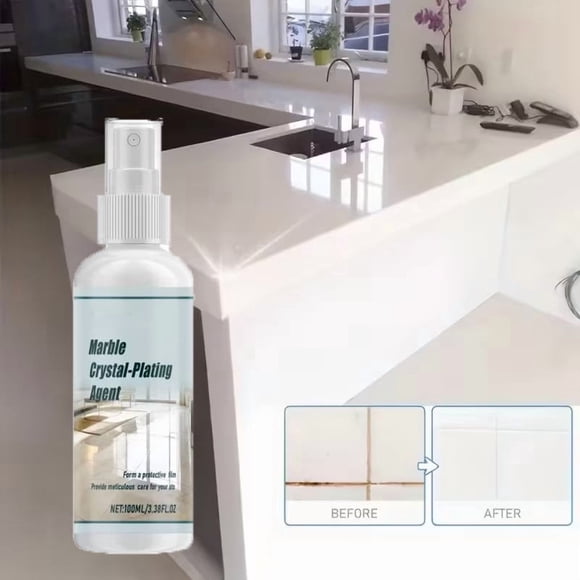 Cera y abrillantador impermeable para el cuidado de superficies de granito, cuarzo, baldosas cerámicas y pisos, 100 ml con aplicación en spray y capa protectora.