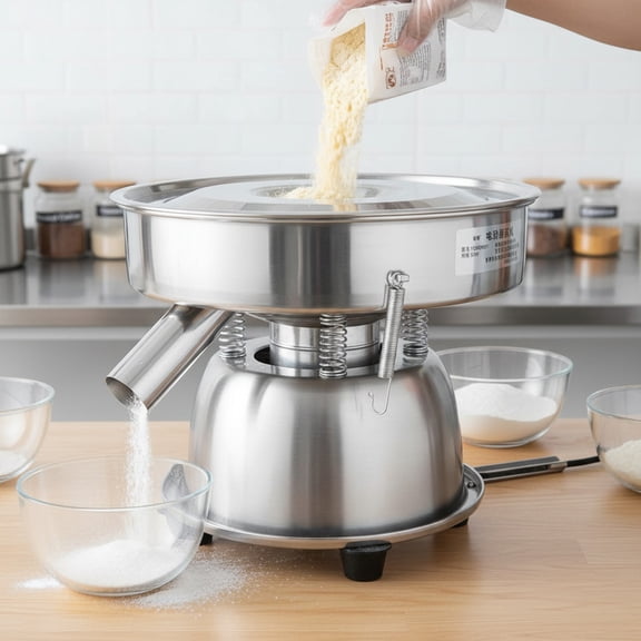 Eurhowing Electric Vibrating Sifter, Stainless Steel Countertop Sifter Shaker with 12-200 Mesh Sieves, 50W Shaker Machine for Baking Flour, Powder Sugar, Garden Soil