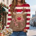 thumbnail image 3 of Towmus Christmas Tops for Women Cute Elk Printed Women Casual Long Sleeve Round Neck Sweatshirt Pullover, 3 of 7