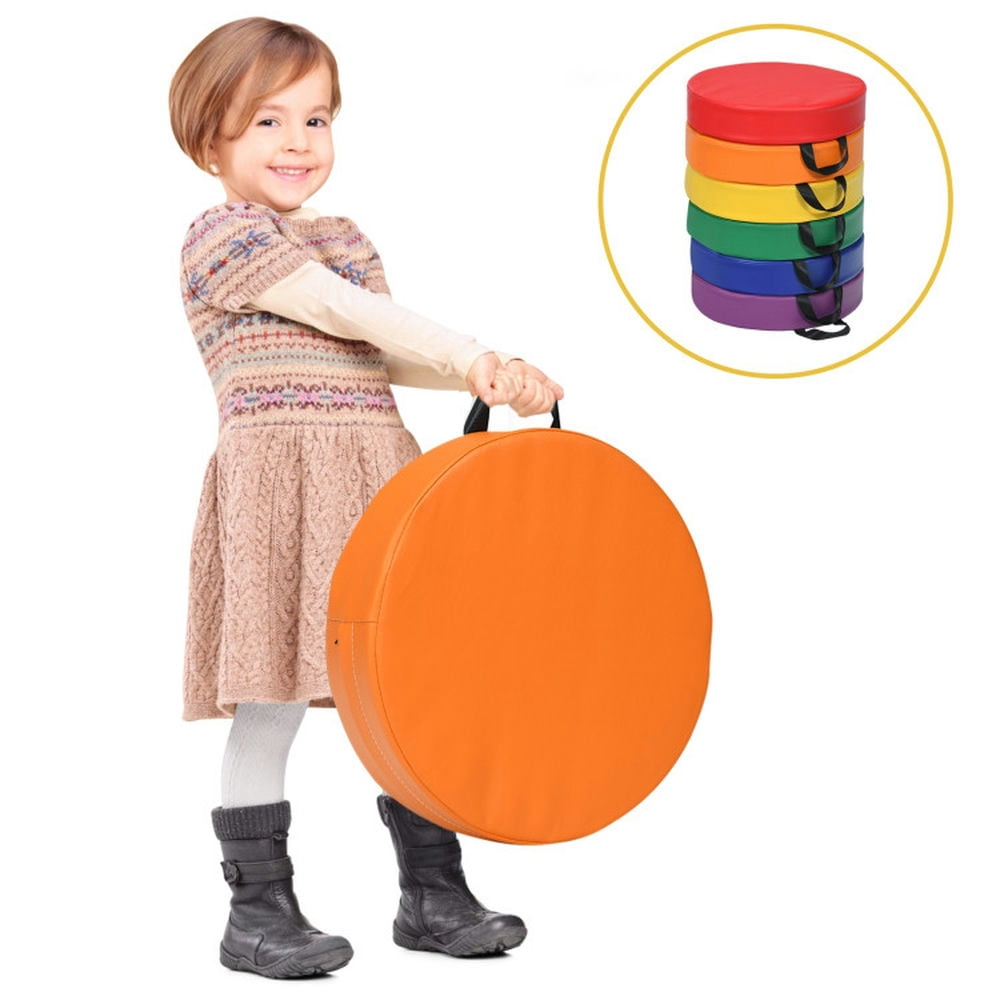 Spaco 6 Pieces 15 Inch Round Toddler Floor Cushions for Kids-Multicolor, Kids Couch for Kids