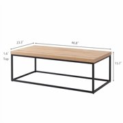Walnut Coffee Table | Modern Industrial Rectangular Table With Black Metal
