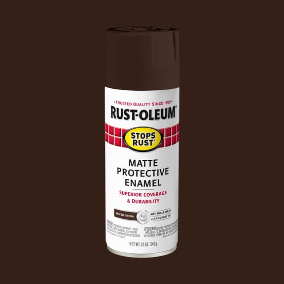 Spiced Cocoa, Rust-Oleum Stops Rust 5-in-1 Matte Protective Enamel Spray Paint-369195, 12 oz