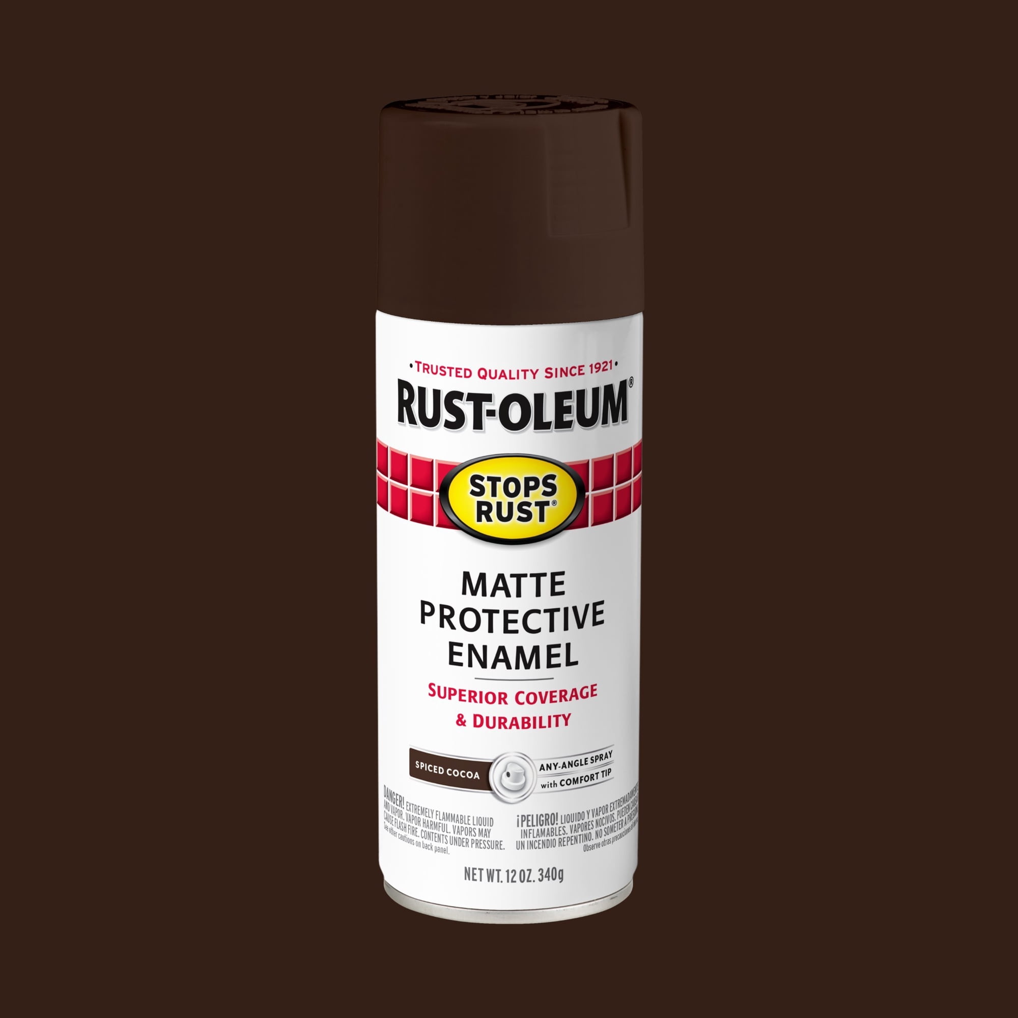 Spiced Cocoa, Rust-Oleum Stops Rust Protective Enamel Matte Spray Paint-369195, 12 oz