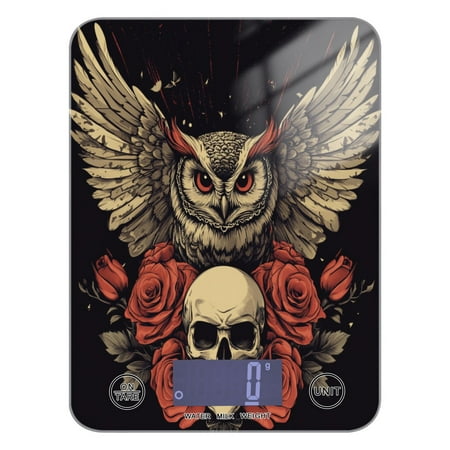 

WOBOGO Owl Holding Skull Pattern Kitchen Scale Digital Gram and Ounce Weighing for Cooking Baking Ketogenic Diet Meal Prep