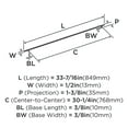 thumbnail image 2 of Amerock Bar Pulls 30-1/4 inch (768mm) Center-to-Center Black Bronze Cabinet Pull, 2 of 4