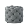 thumbnail image 2 of Inspired Home Perilous Linen Ottoman Allover Tufted Round Modern Contemporary 1 PC, Light Grey, 2 of 7